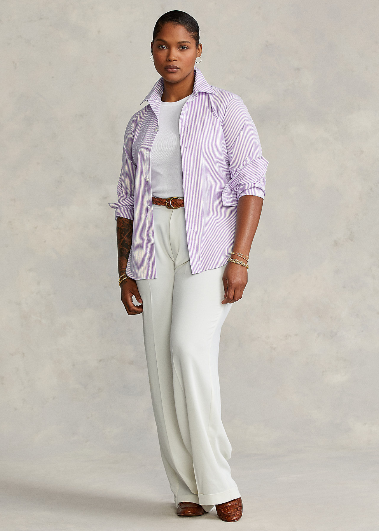 Classic Fit памучна кошула со риги