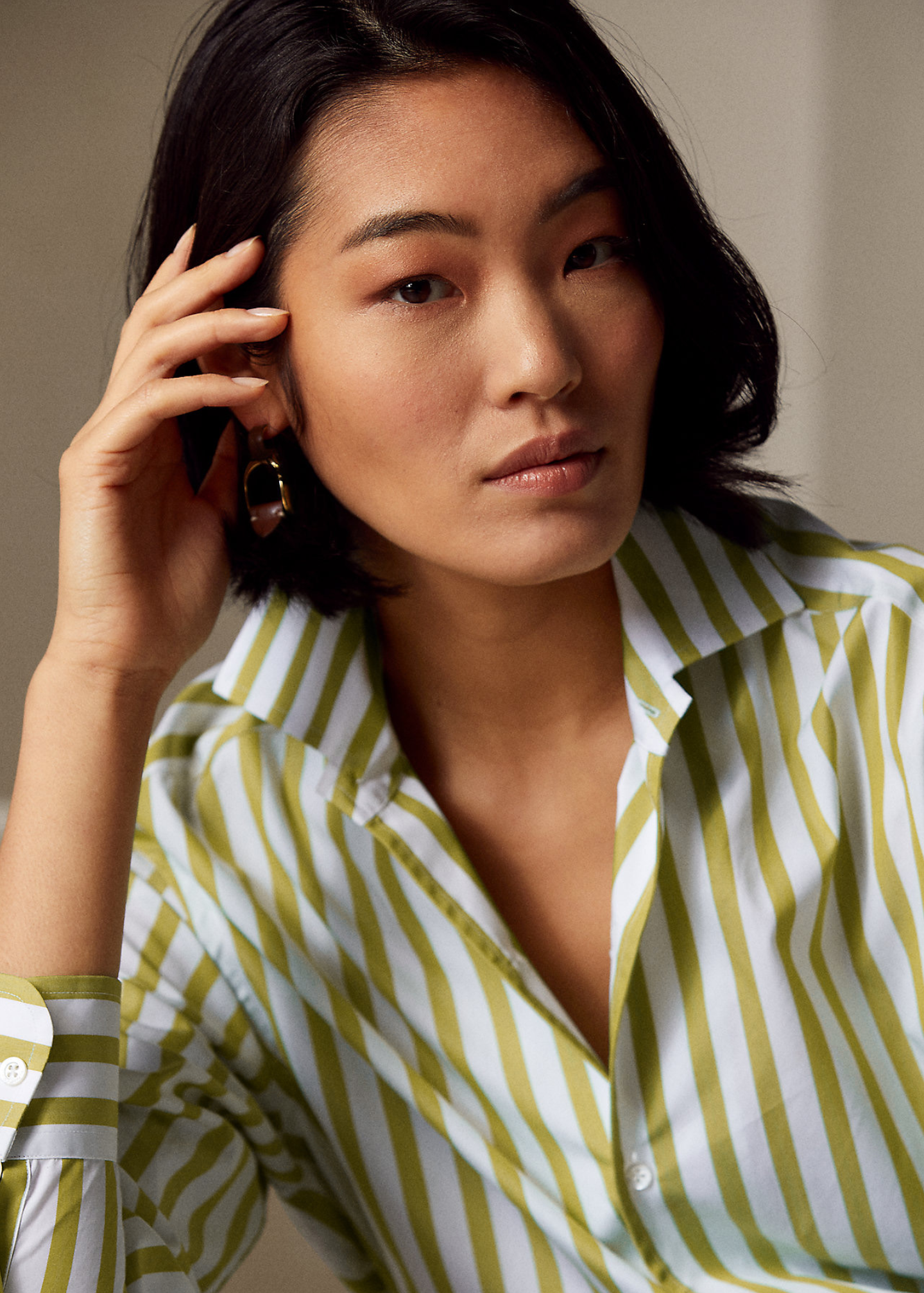 Капри памучна кошула со риги