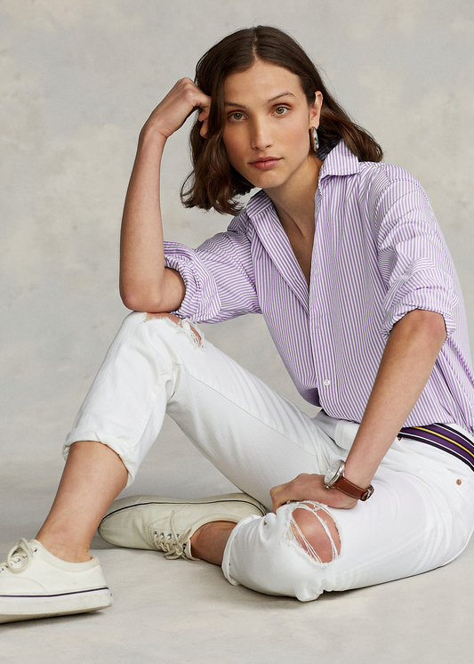 Classic Fit памучна кошула со риги