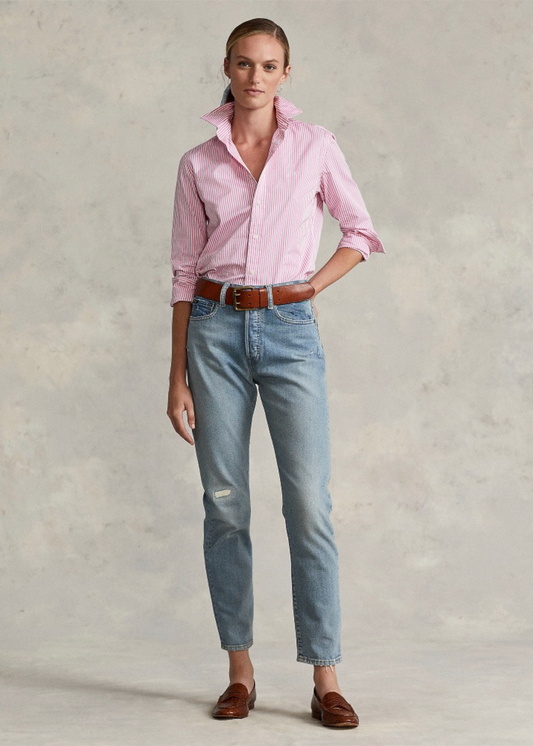 Classic Fit памучна кошула со риги