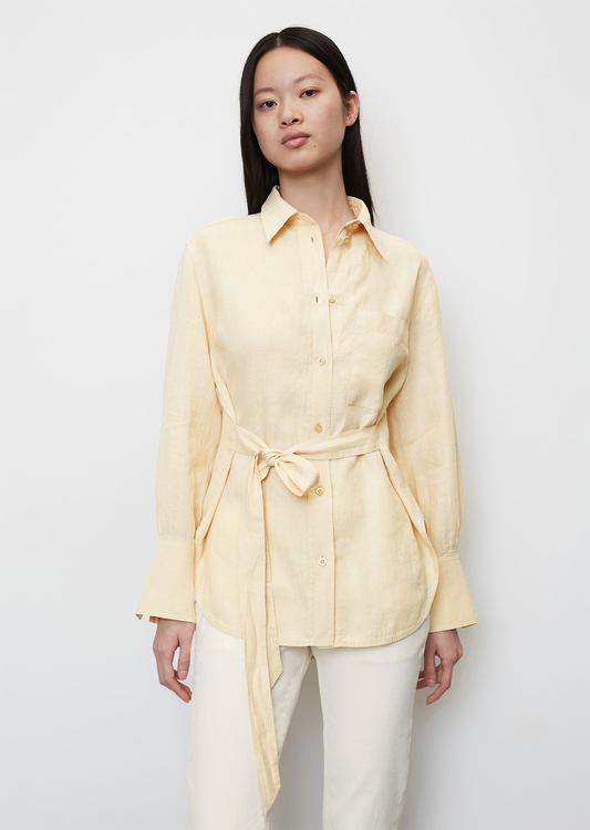 Ленена кошула со фиксиран појас за струкот
