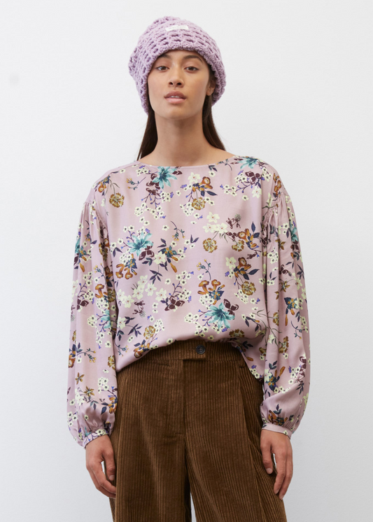 Блуза со волуминозни ракави во cropped fit изработена од LENZING™ ECOVERO™