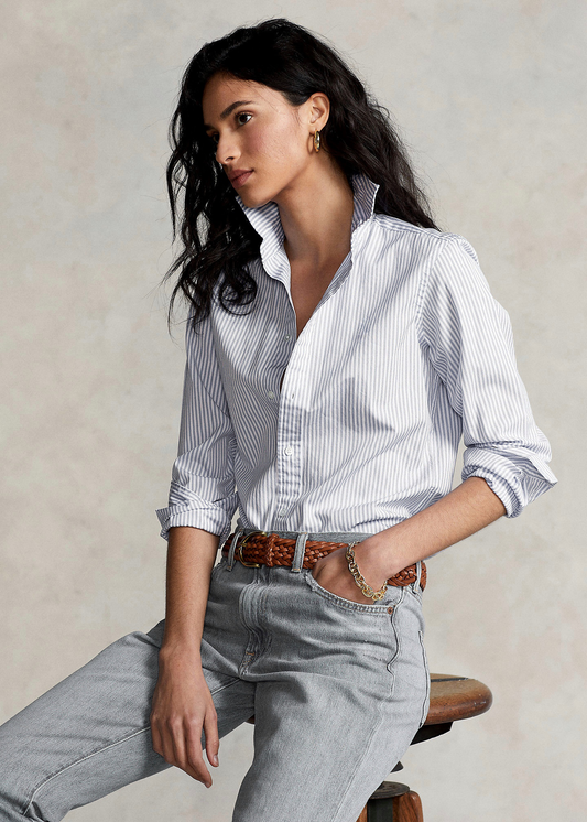 Classic Fit памучна кошула со риги